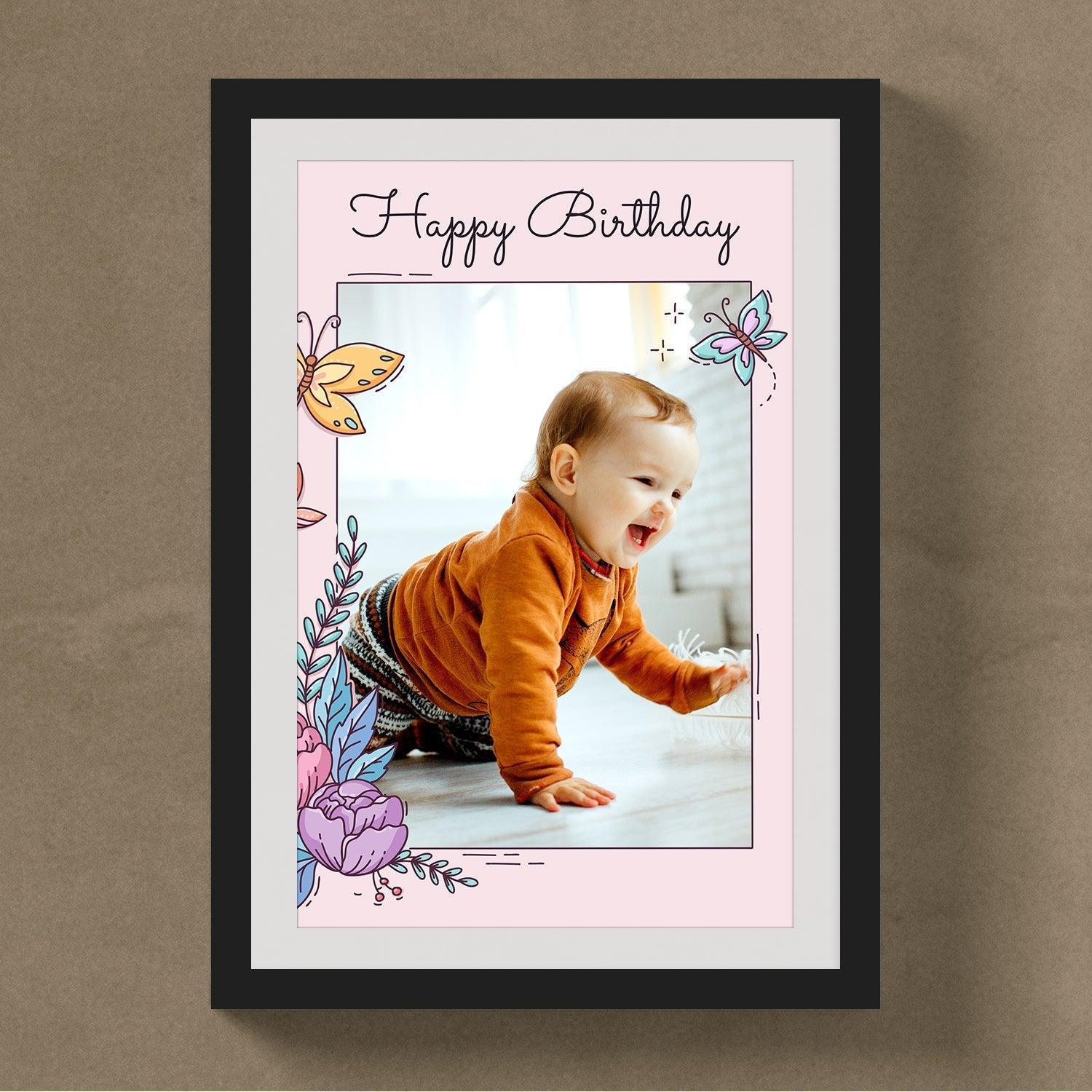 Customised Floral Background Birhday Frame - Gift Lift