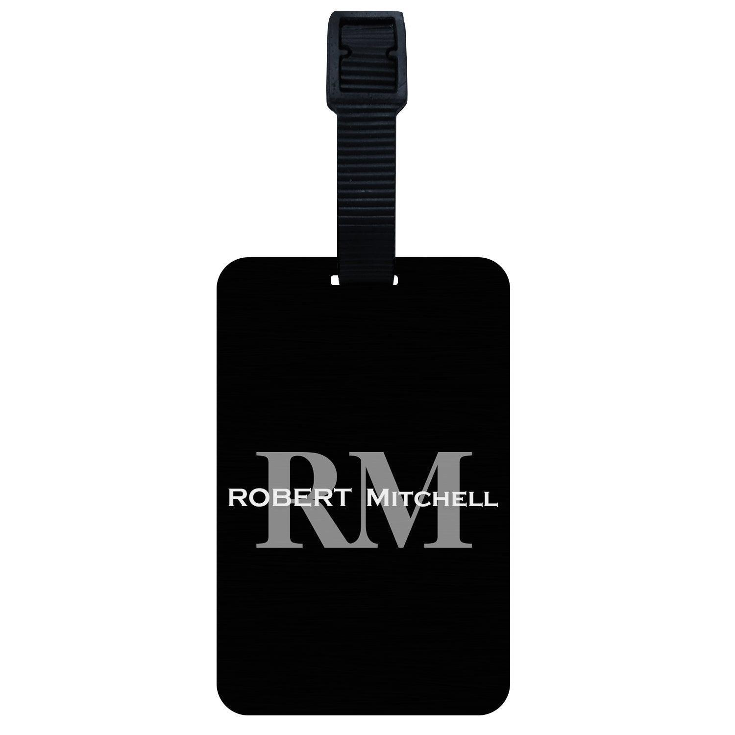 Customised Grey Black Bold Monogram Luggage Tag - Gift Lift