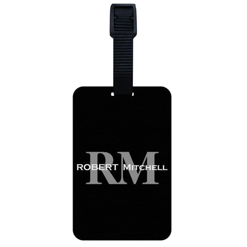 Customised Grey Black Bold Monogram Luggage Tag - Gift Lift