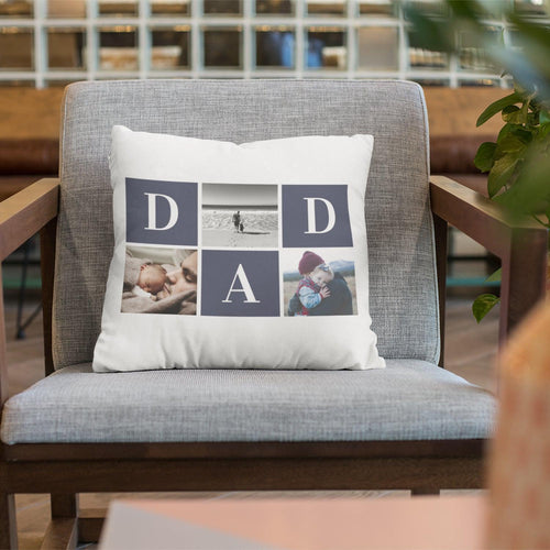 Dad Colorblock Three Photo Collage Personalized Cushion Cover - Gift Lift
