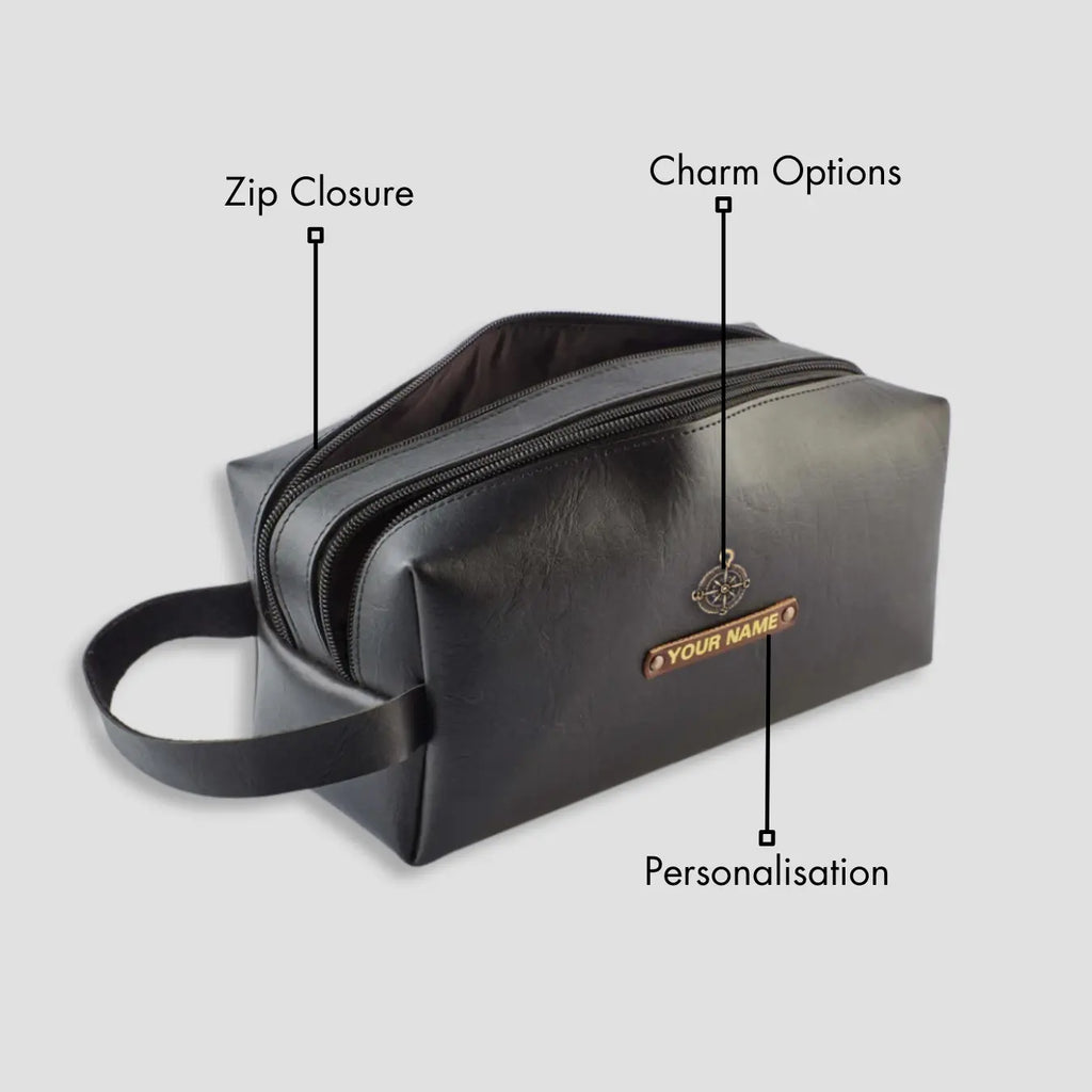 PERSONALISED DOUBLE ZIP POUCH - BLACK