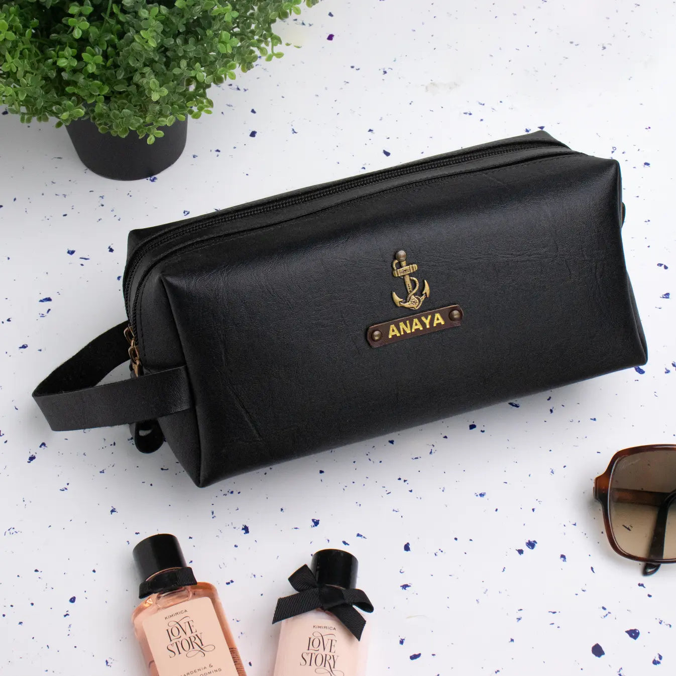 PERSONALISED DOUBLE ZIP POUCH - BLACK