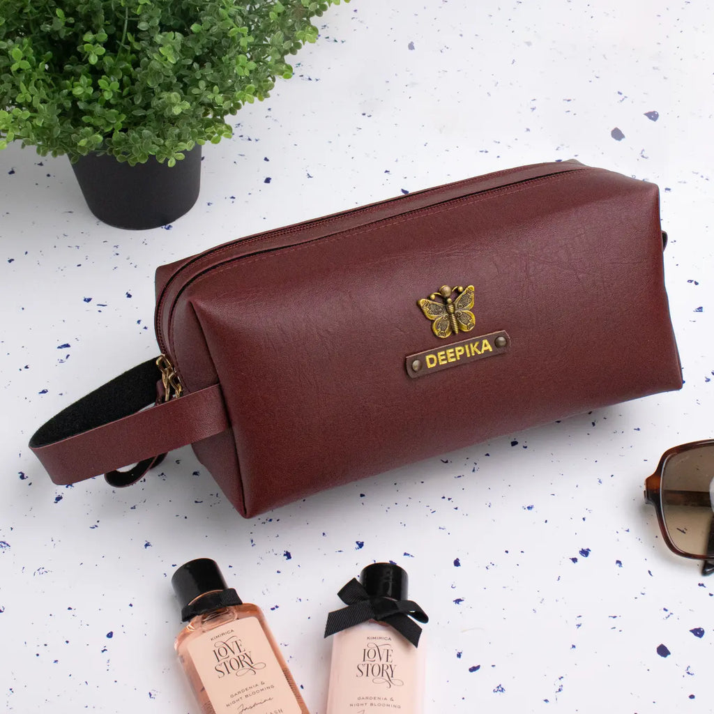 PERSONALISED DOUBLE ZIP POUCH - MAROON