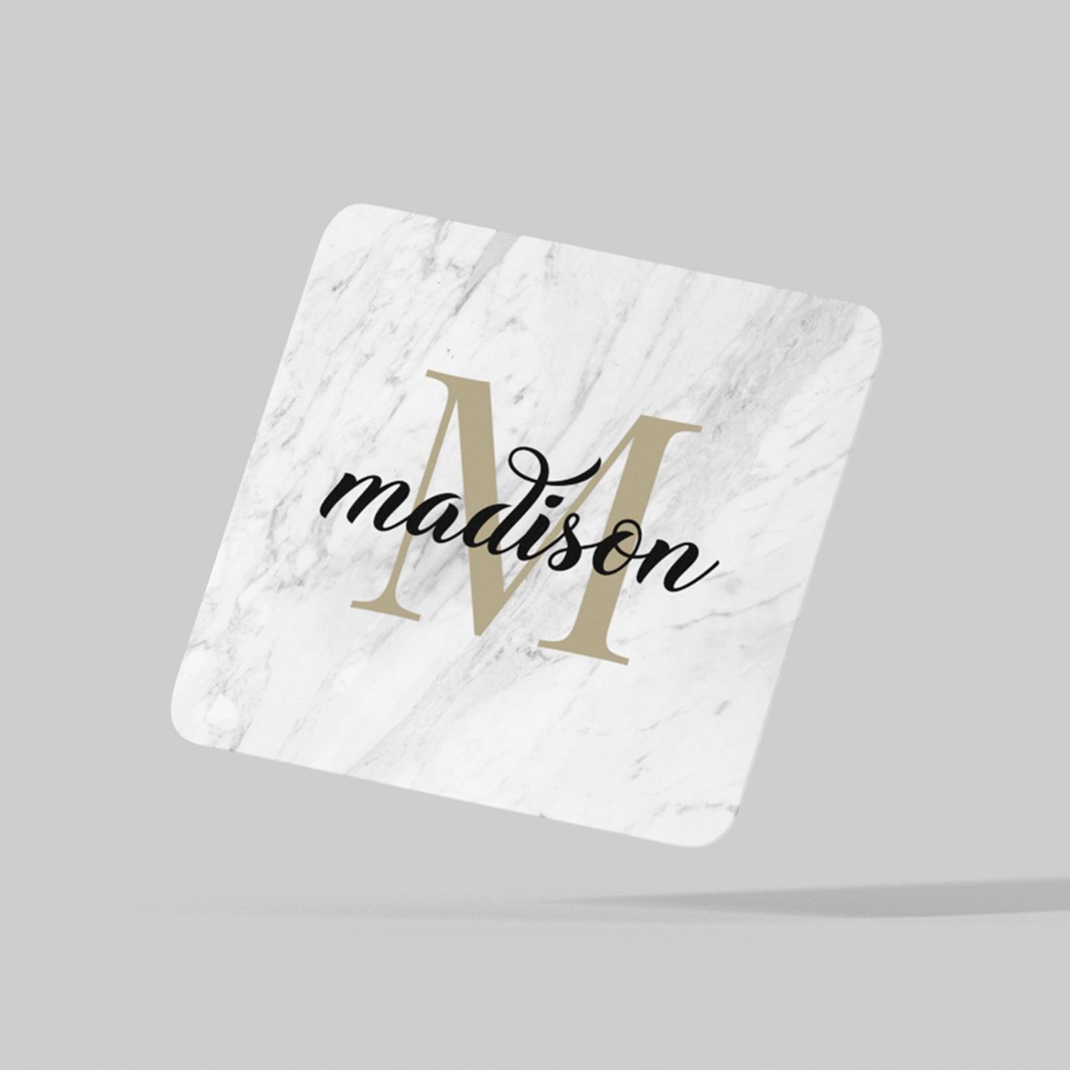 Elegant Custom Name Monogram Coaster Set Of 2 - Gift Lift