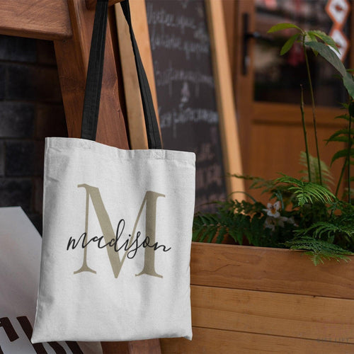 Elegant Name Initial Tote Bag