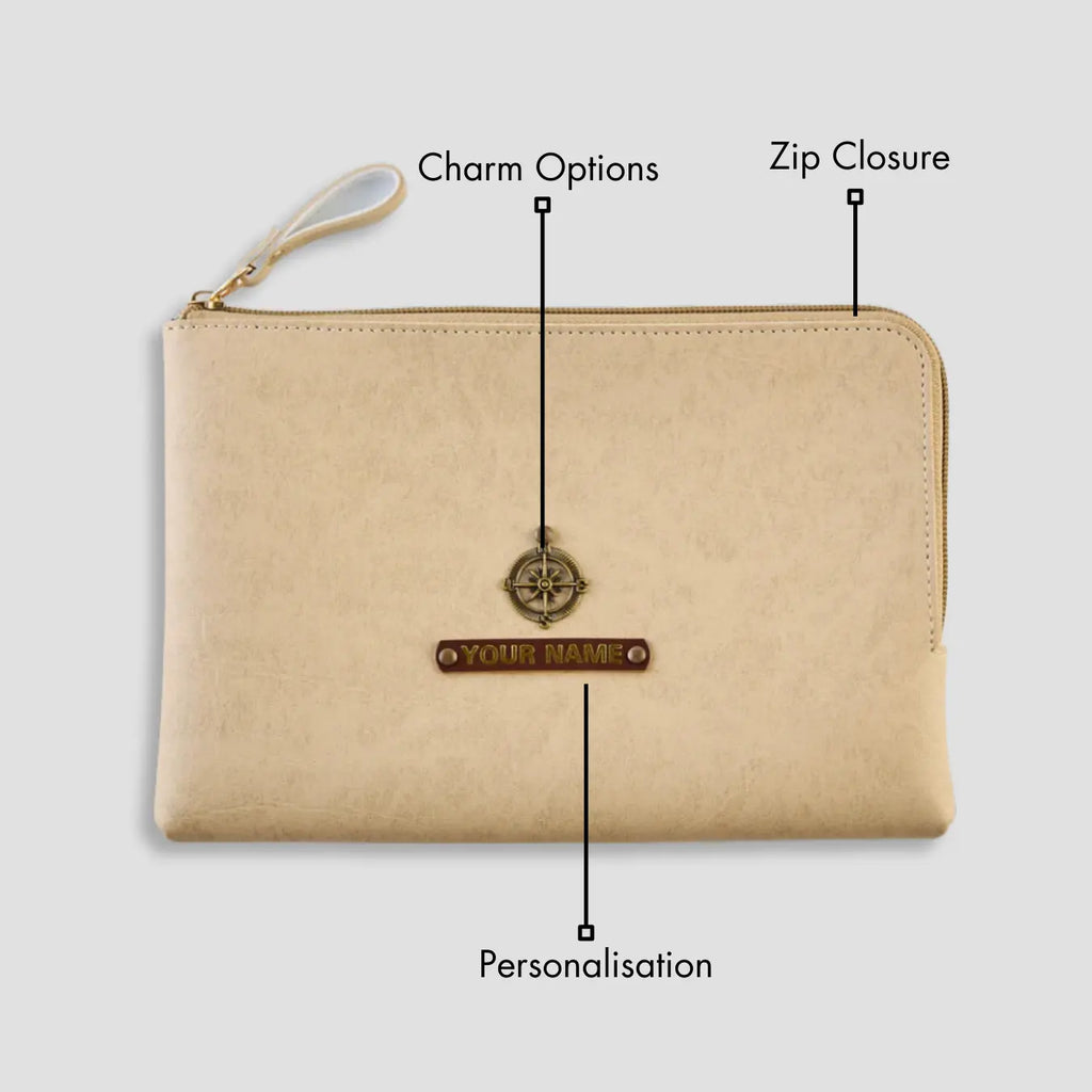 PERSONALISED FLAT POUCH - BEIGE