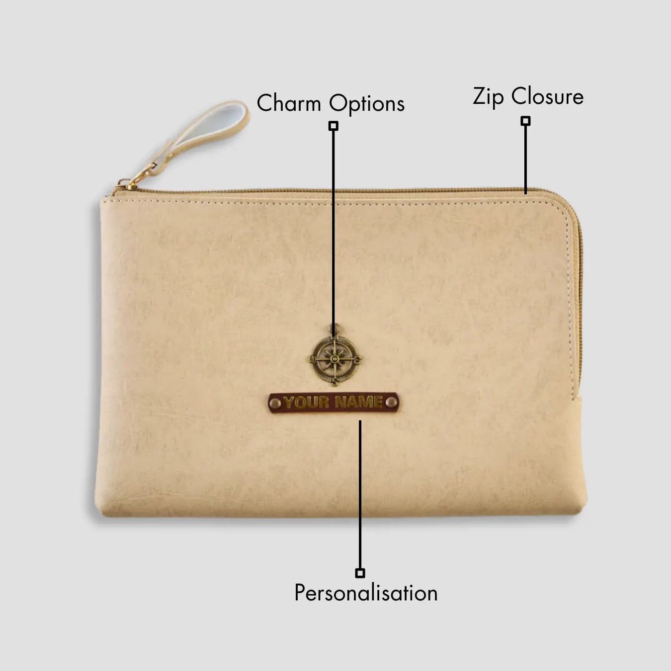 PERSONALISED FLAT POUCH - BEIGE