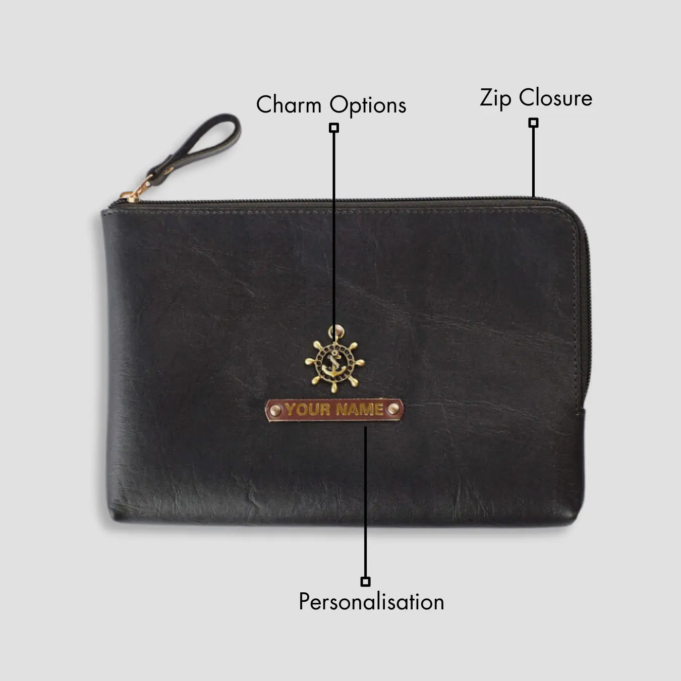 PERSONALISED FLAT POUCH - BLACK