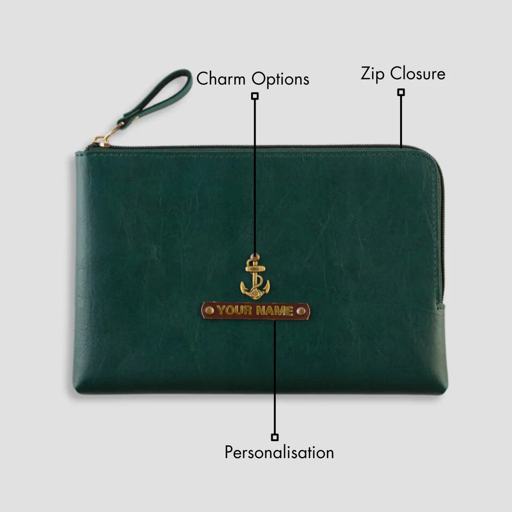 PERSONALISED FLAT POUCH - GREEN