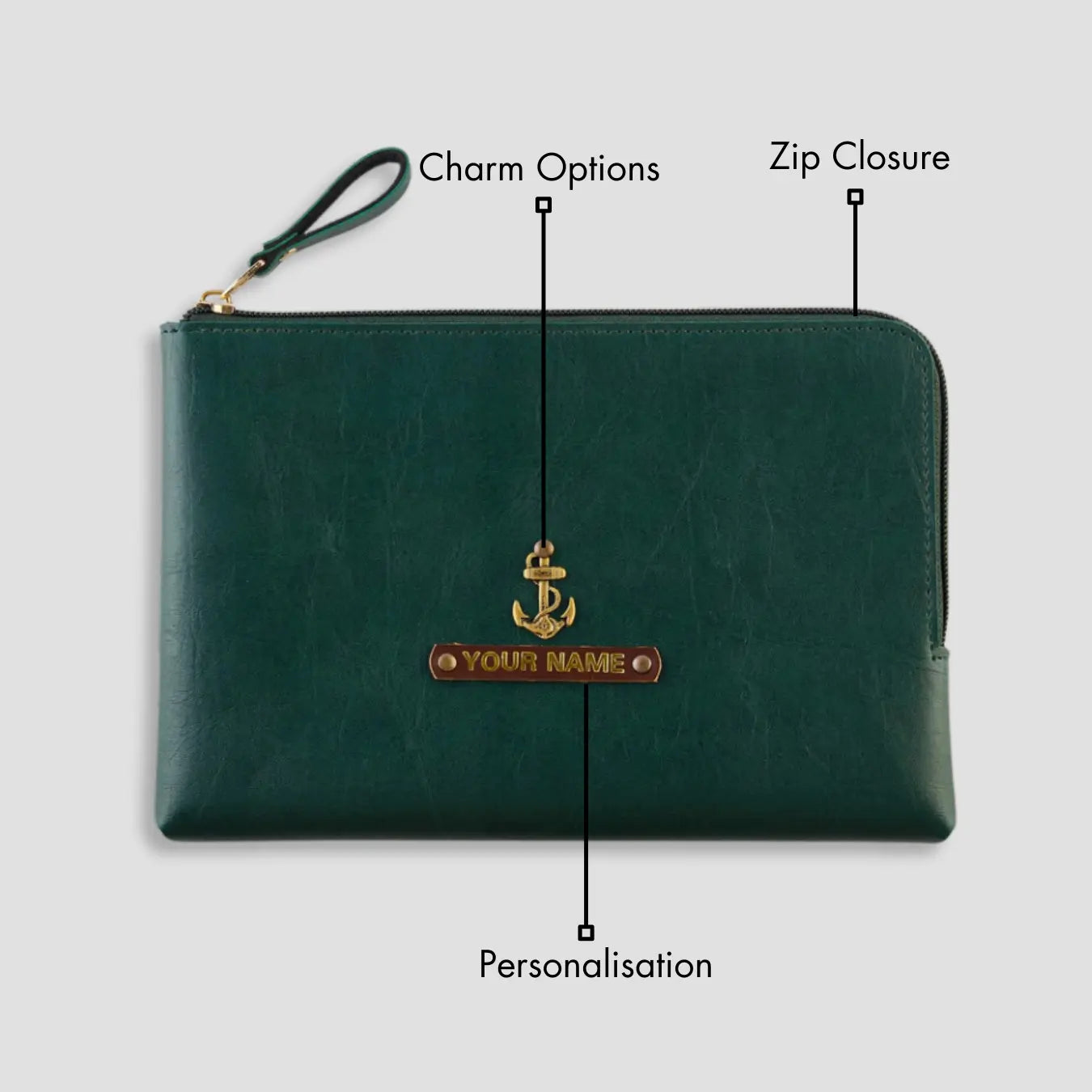 PERSONALISED FLAT POUCH - GREEN