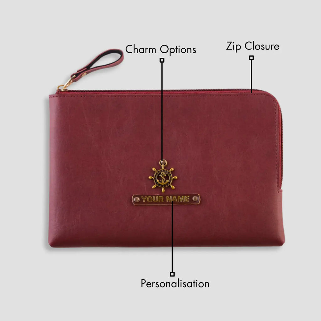 PERSONALISED FLAT POUCH - MAROON