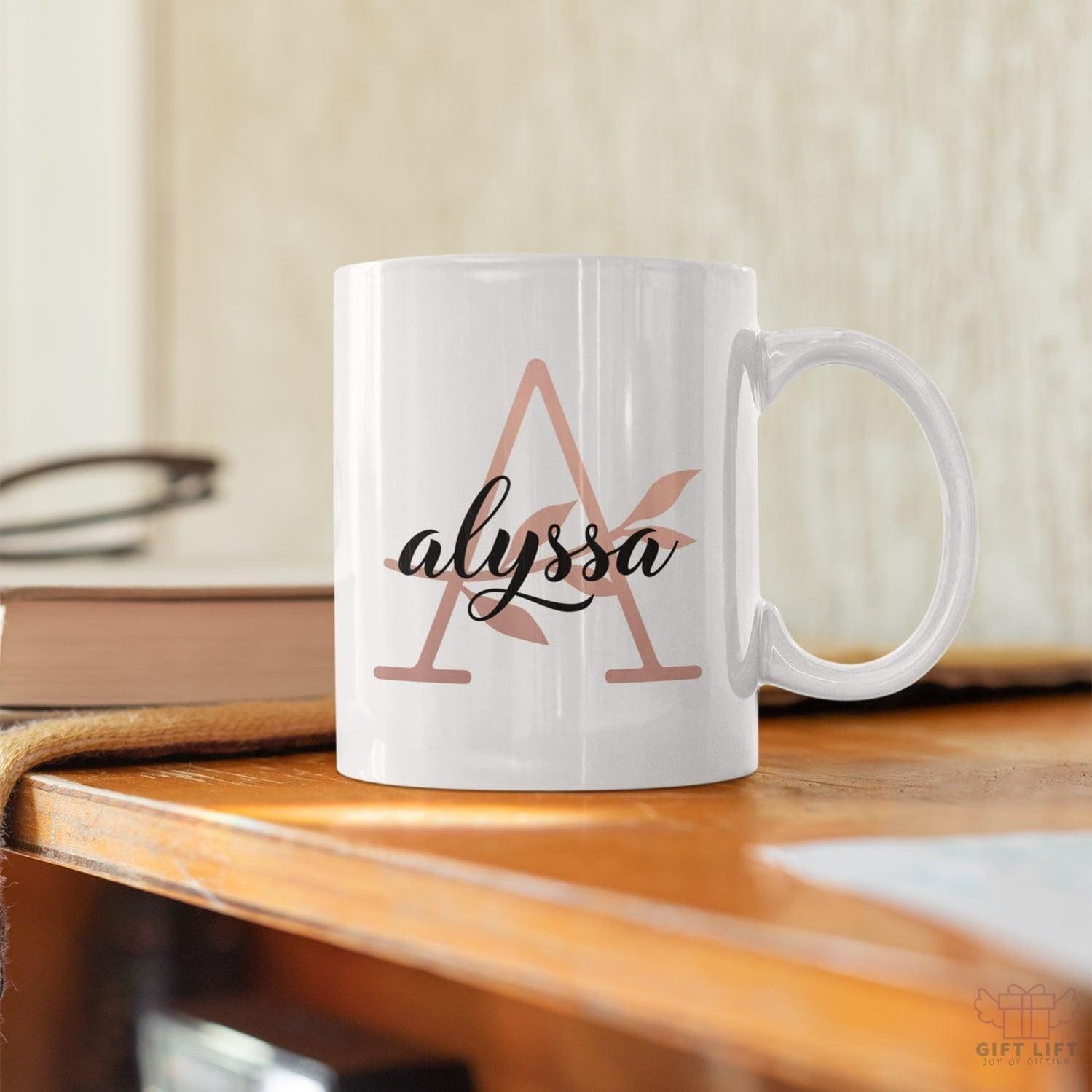 Floral Initial Name Coffee Mug