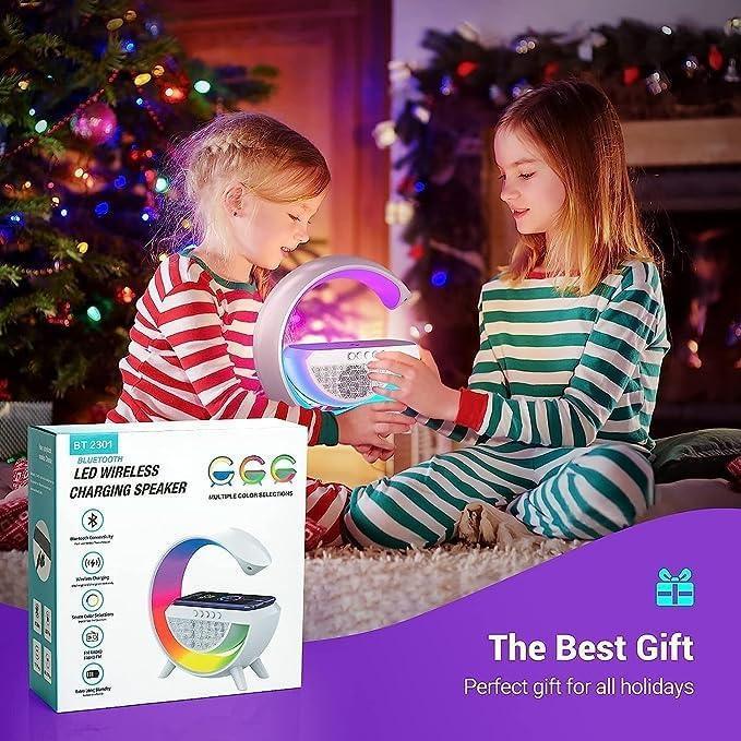G-Shape LED Lamp - 3 in 1 Multi-Function Bluetooth Speaker with Wireless Fast Charging - Gift Lift
