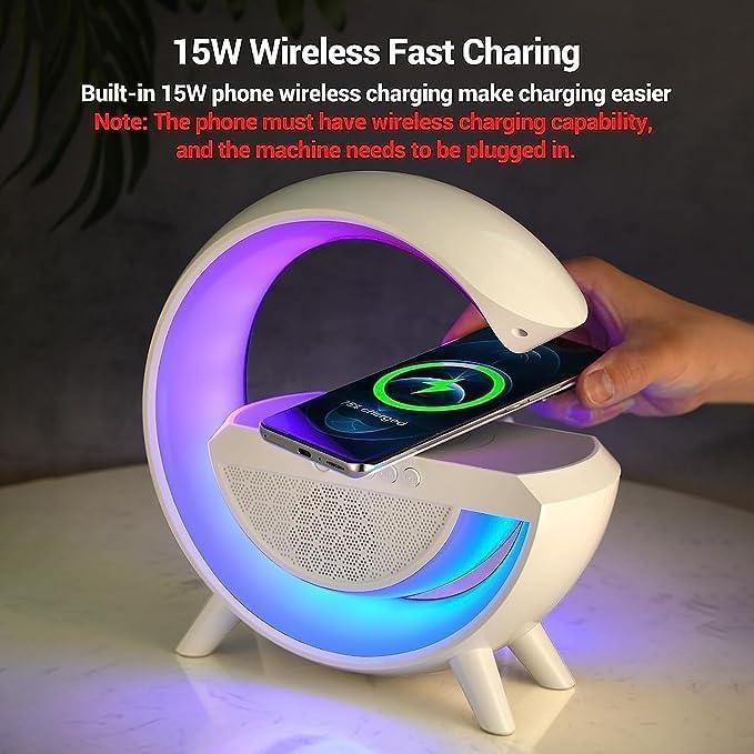G-Shape LED Lamp - 3 in 1 Multi-Function Bluetooth Speaker with Wireless Fast Charging - Gift Lift