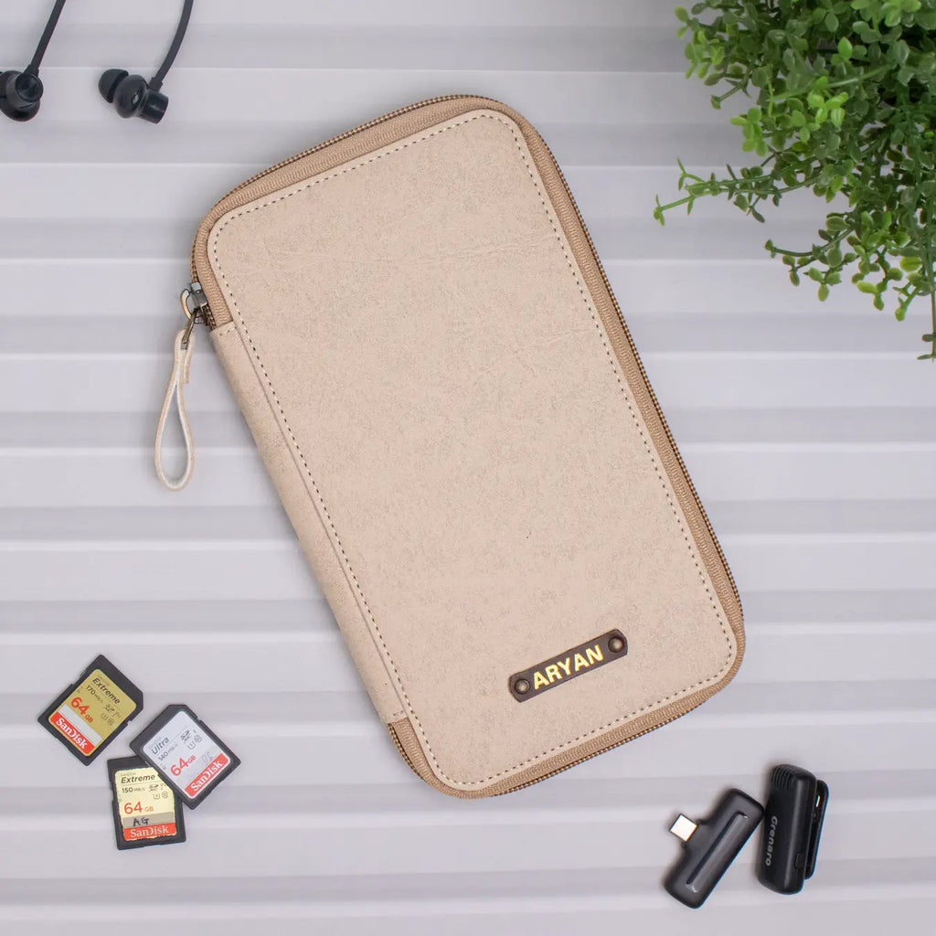 PERSONALISED GADGET ORGANISER - BEIGE