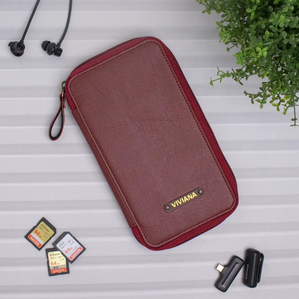 PERSONALISED GADGET ORGANISER - MAROON