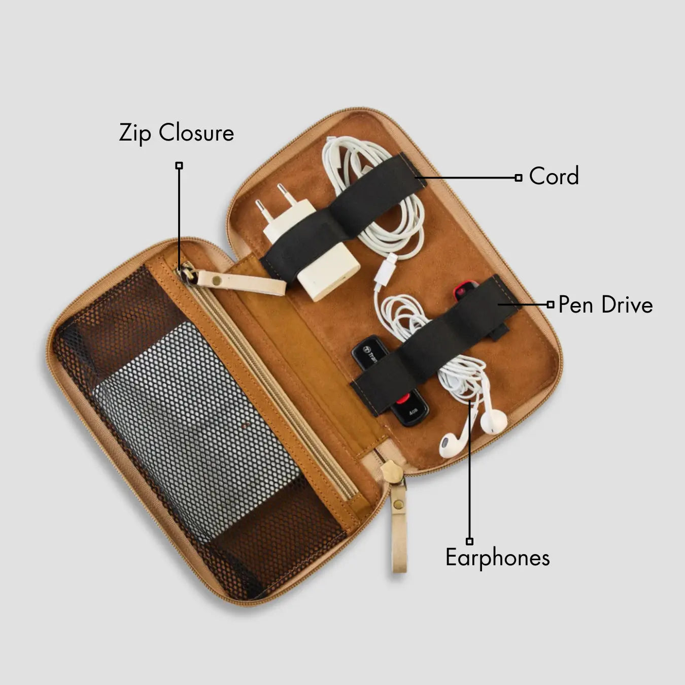 PERSONALISED GADGET ORGANISER - BEIGE