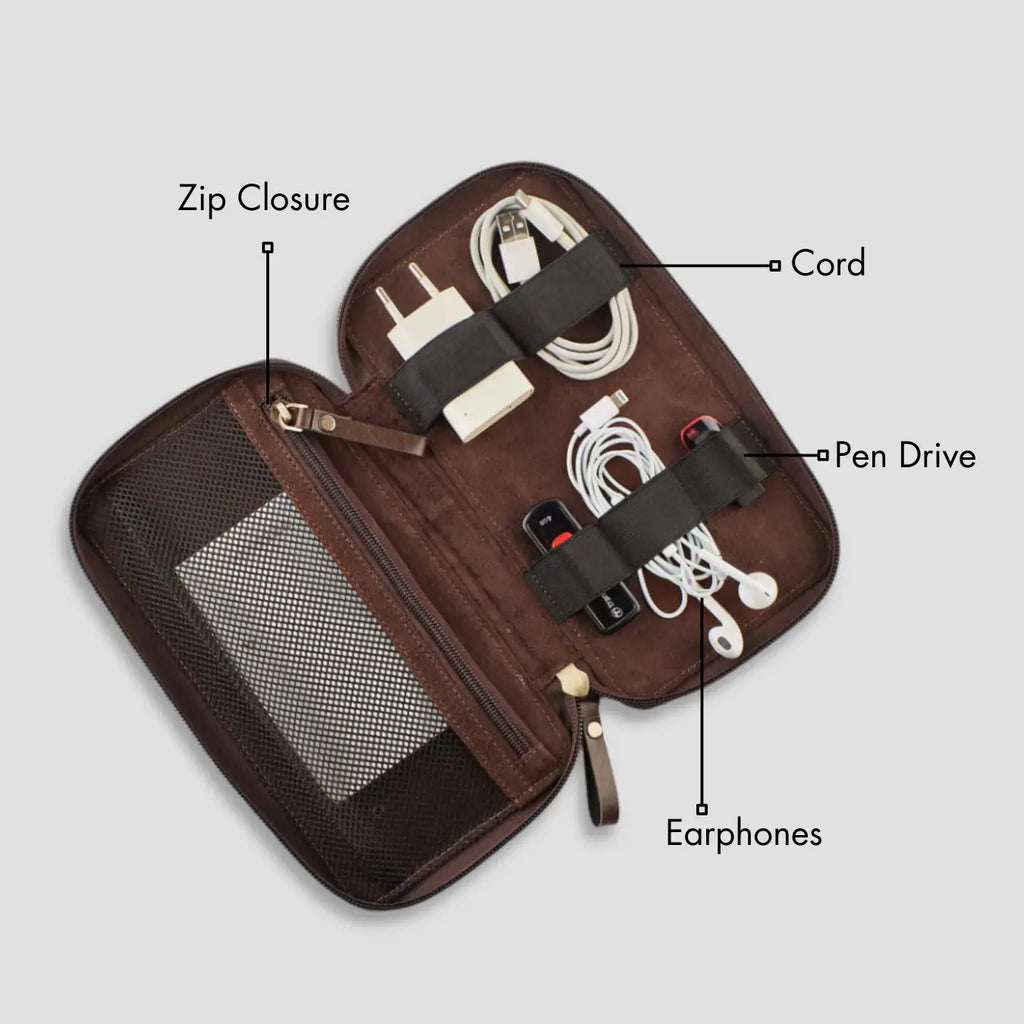 PERSONALISED GADGET ORGANISER - BROWN