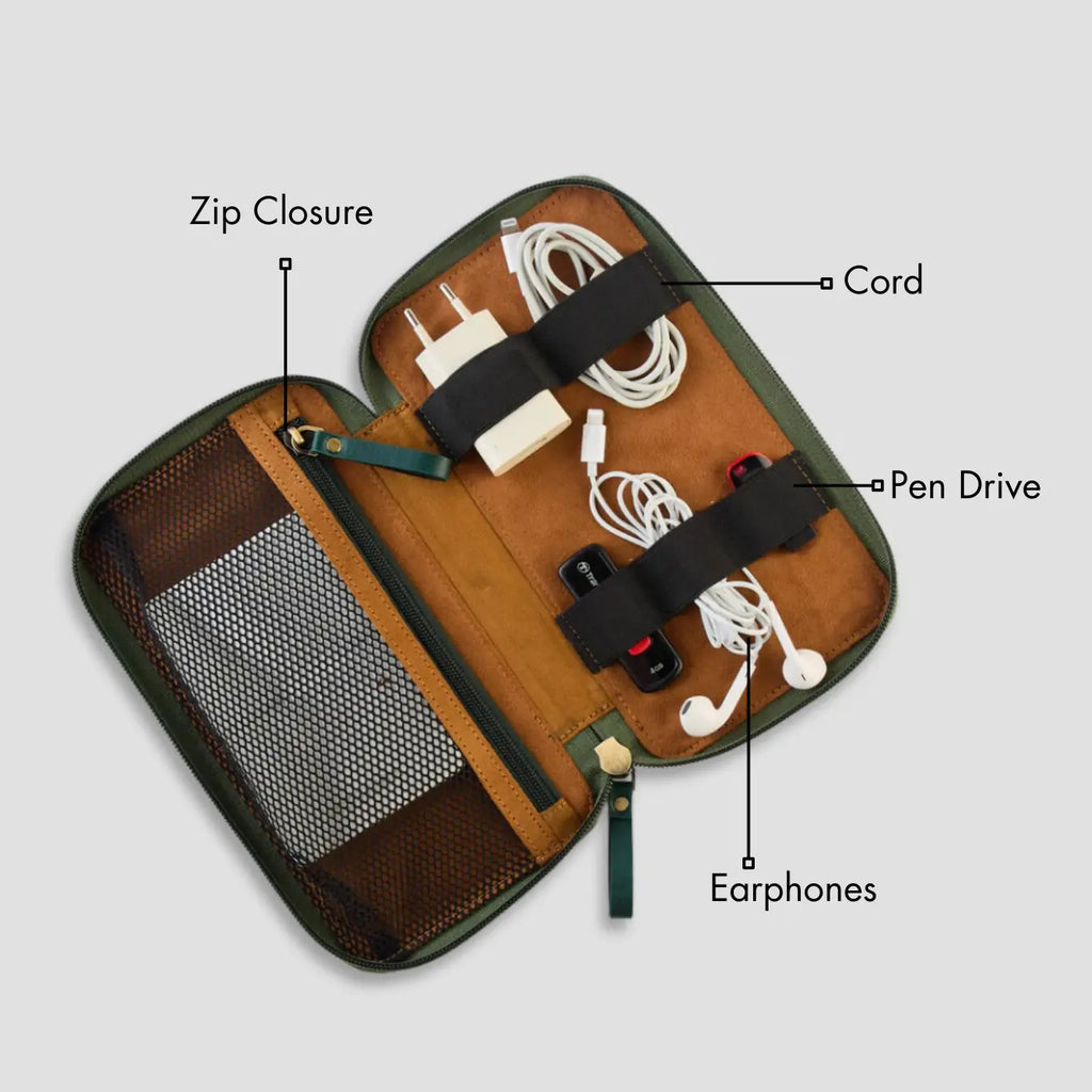 PERSONALISED GADGET ORGANISER - GREEN