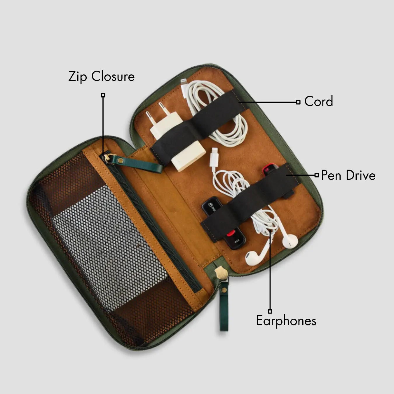 PERSONALISED GADGET ORGANISER - GREEN