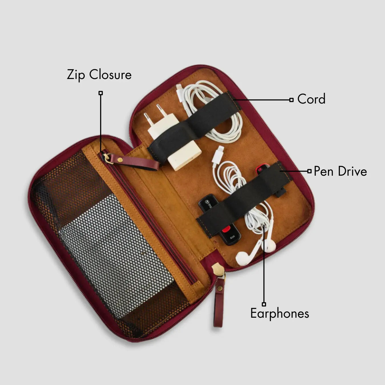 PERSONALISED GADGET ORGANISER - MAROON