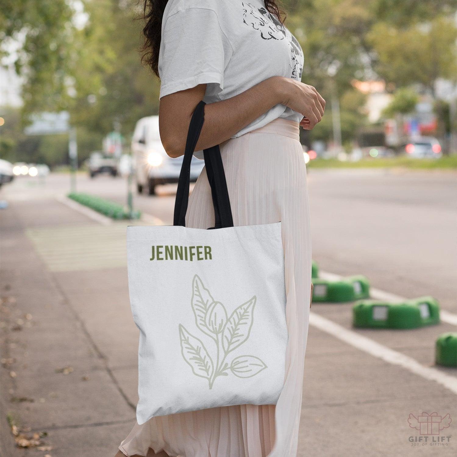Girly Trendy  Name Leaves Tote Bag