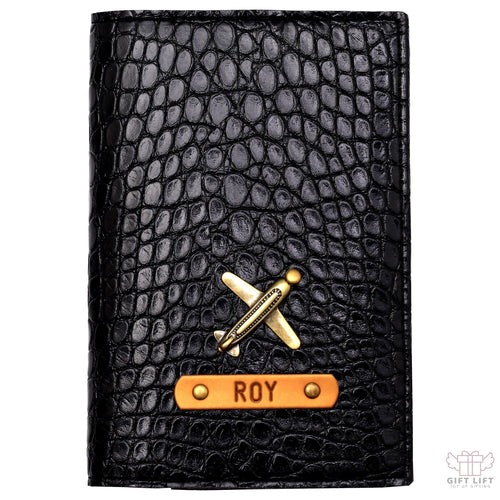 Jet Black Vegan Executive Leather Passport Wallet - www.giftlift.in