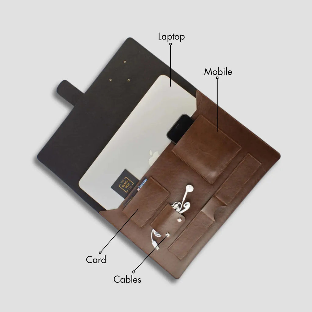 PERSONALISED LAPTOP ORGANISER (13 -14 Inch) - BROWN