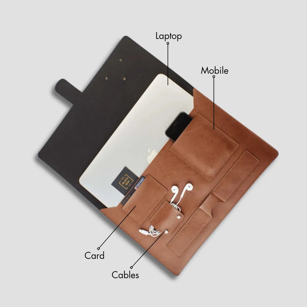 PERSONALISED LAPTOP ORGANISER (13-14 Inch) - TAN