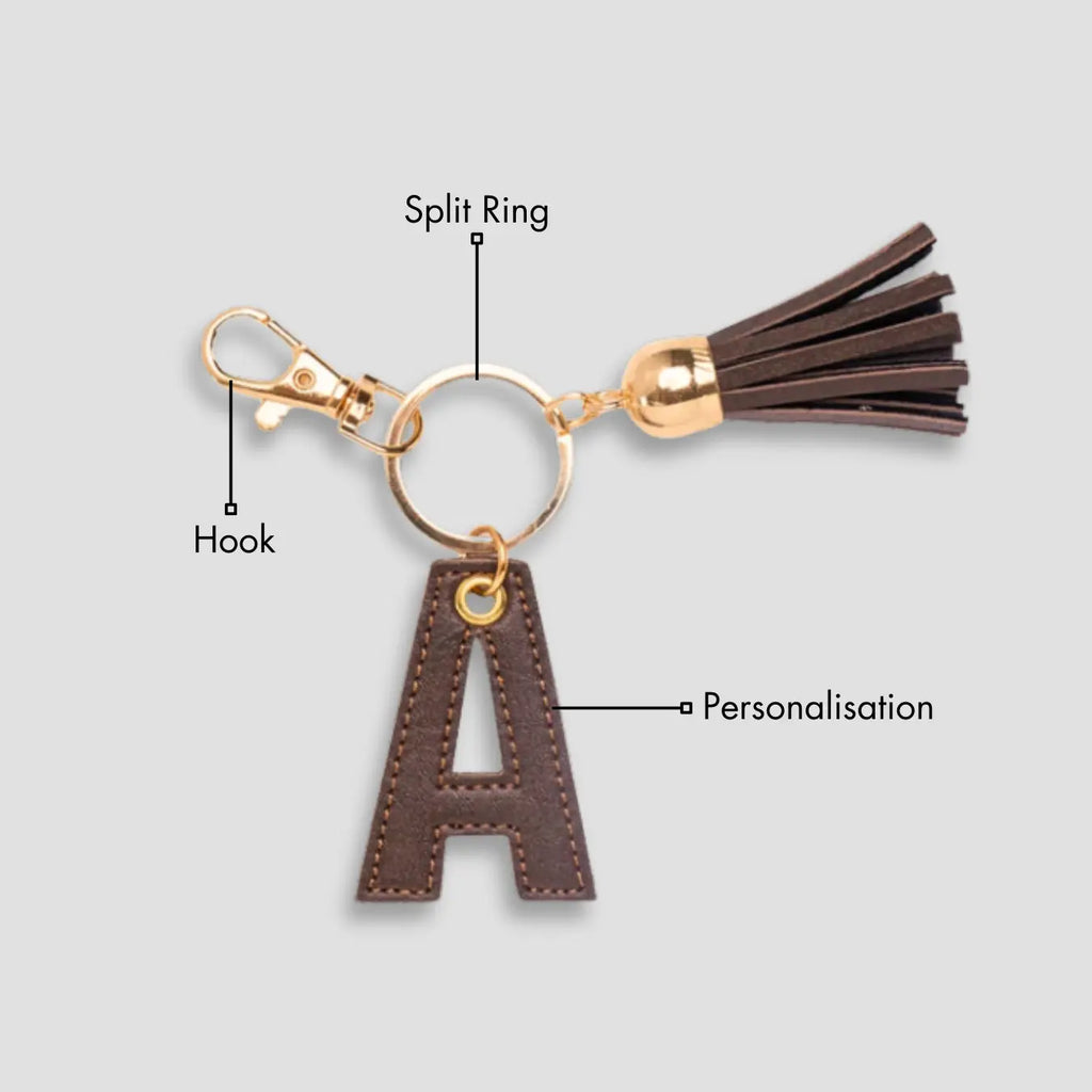 PERSONALISED LETTER KEYCHAIN - BROWN