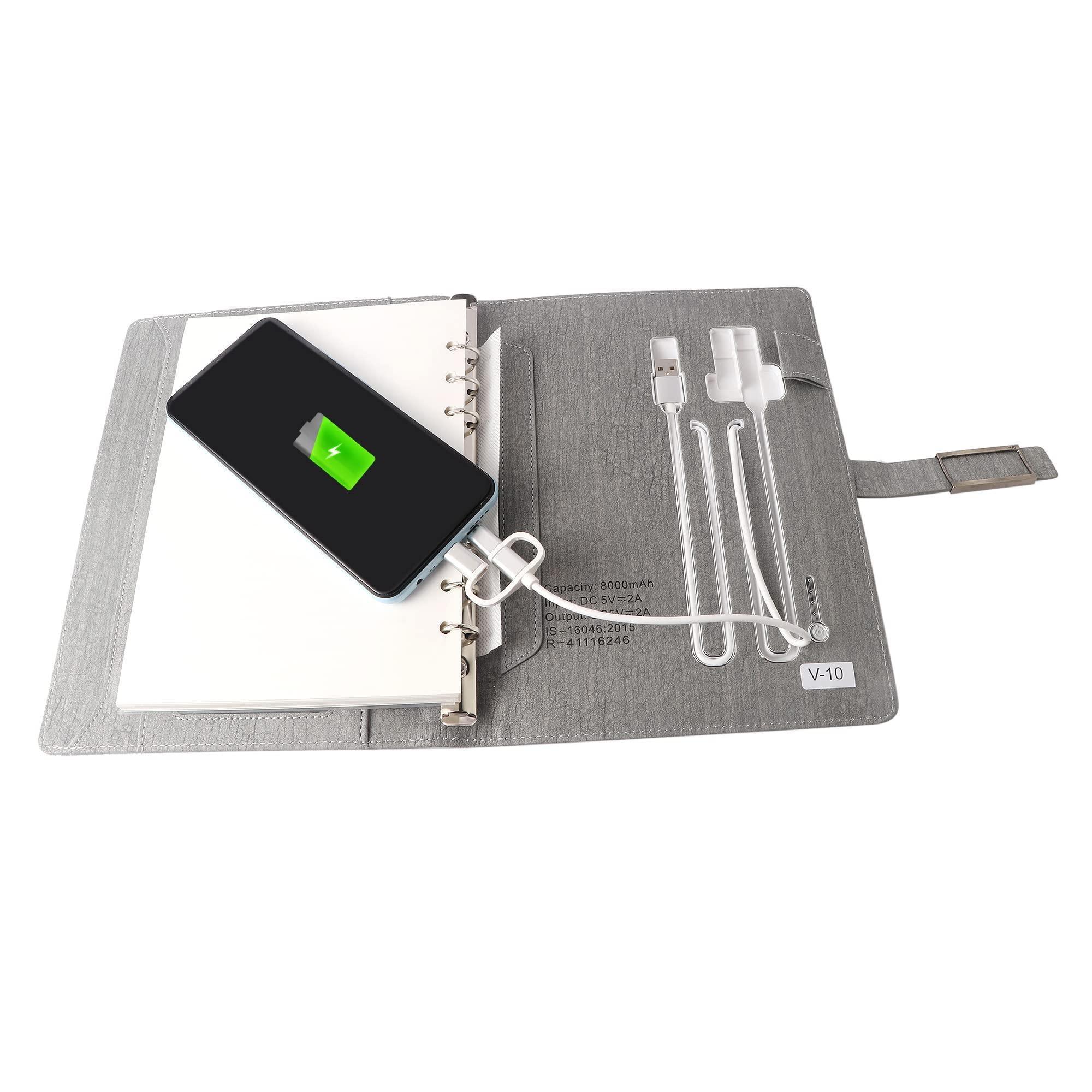 Loose-Leaf Spiral Powerbank Wireless Charging Notebook USB Notepad With Power Bank - Gift Lift