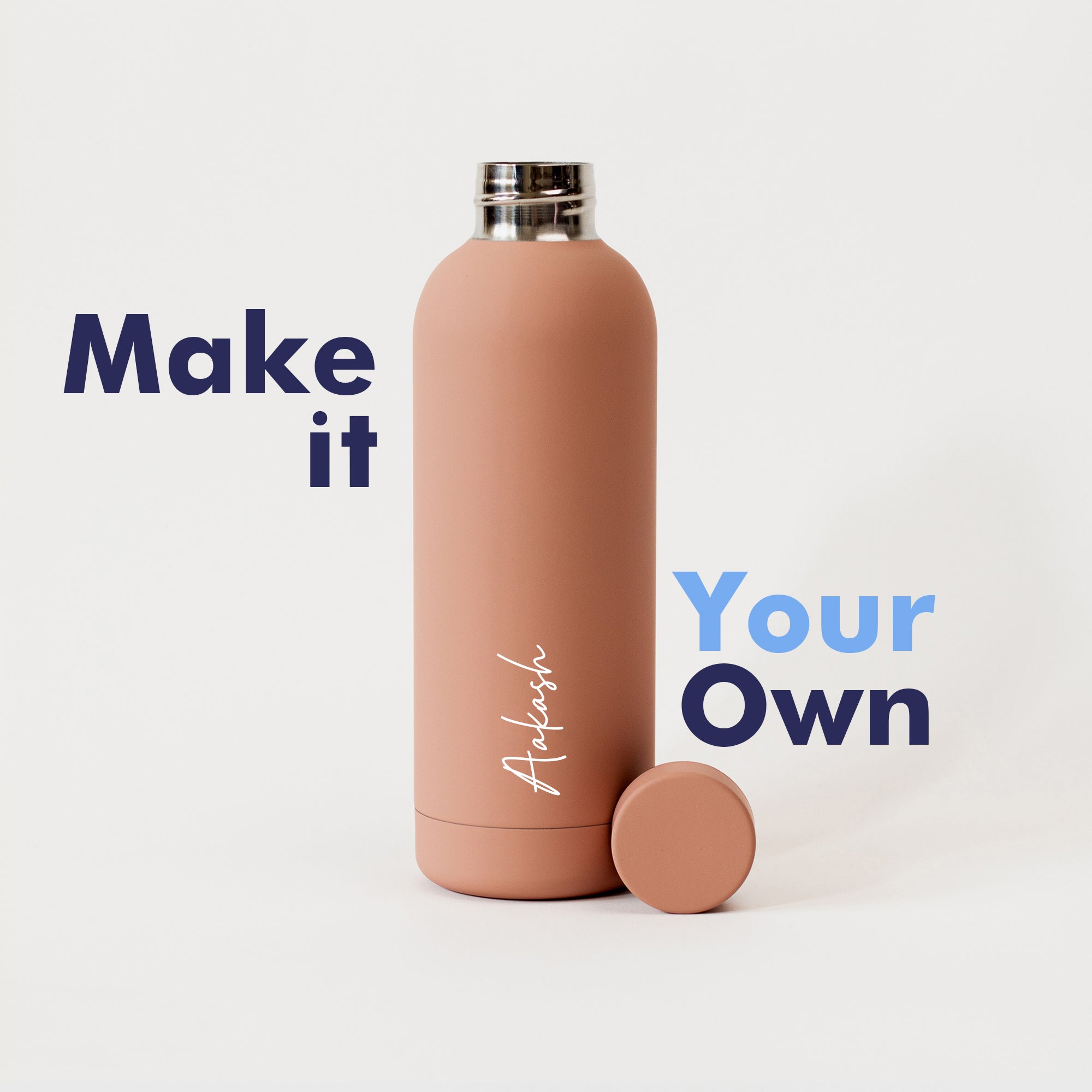 Kookumber - Personalised Water Bottle - Warm Peach