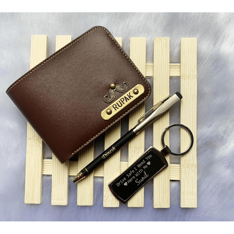 Men's wallet combo with pen & keychain