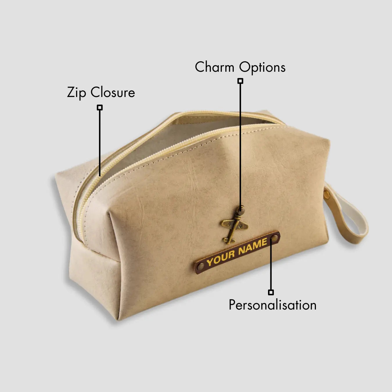 PERSONALISED MINI TRAVEL POUCH - BEIGE