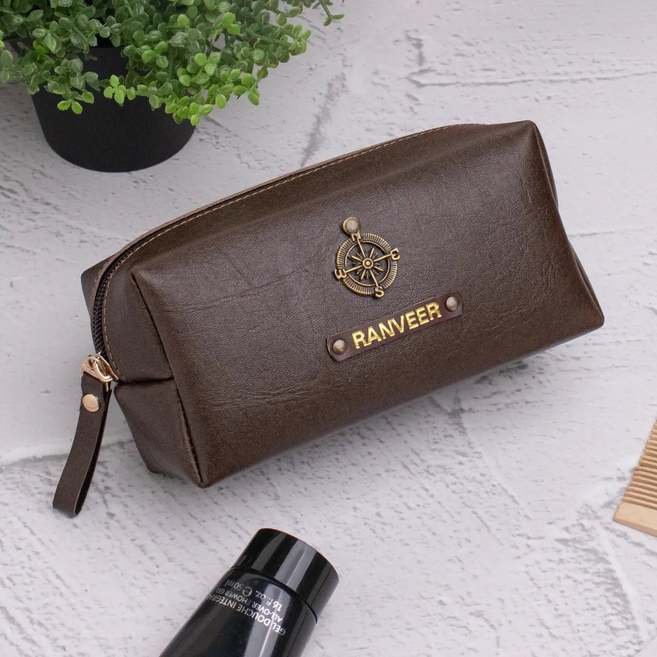 PERSONALISED MINI TRAVEL POUCH - BROWN
