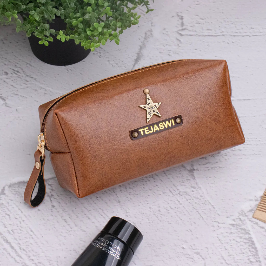 PERSONALISED MINI TRAVEL POUCH - TAN