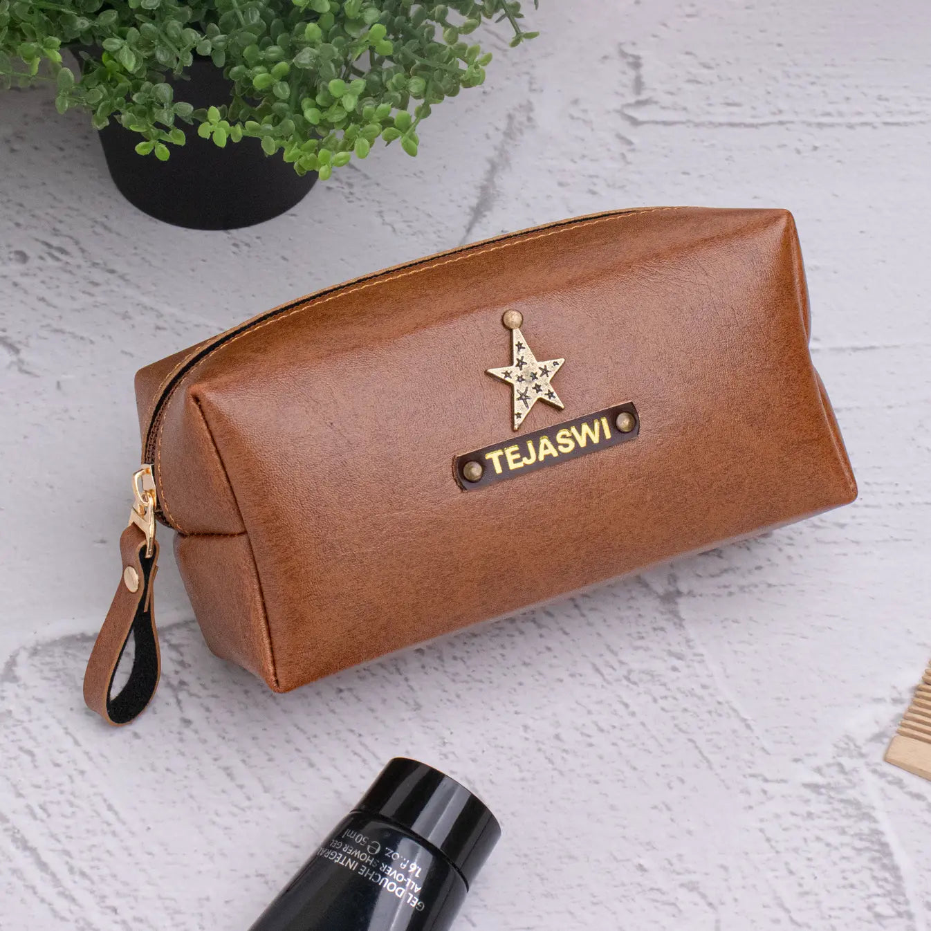 PERSONALISED MINI TRAVEL POUCH - TAN