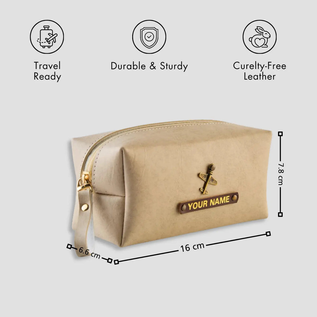 PERSONALISED MINI TRAVEL POUCH - BEIGE