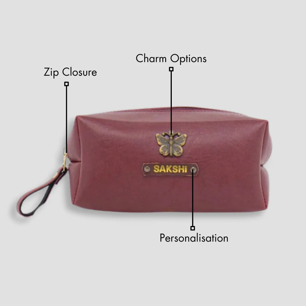 PERSONALISED MINI TRAVEL POUCH - MAROON
