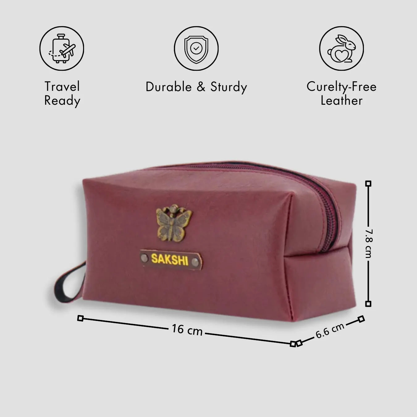 PERSONALISED MINI TRAVEL POUCH - MAROON