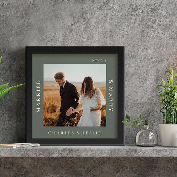 Minimal Modern Married & Merry Customised Photo Frame | Customised Gifts - Gift Lift
