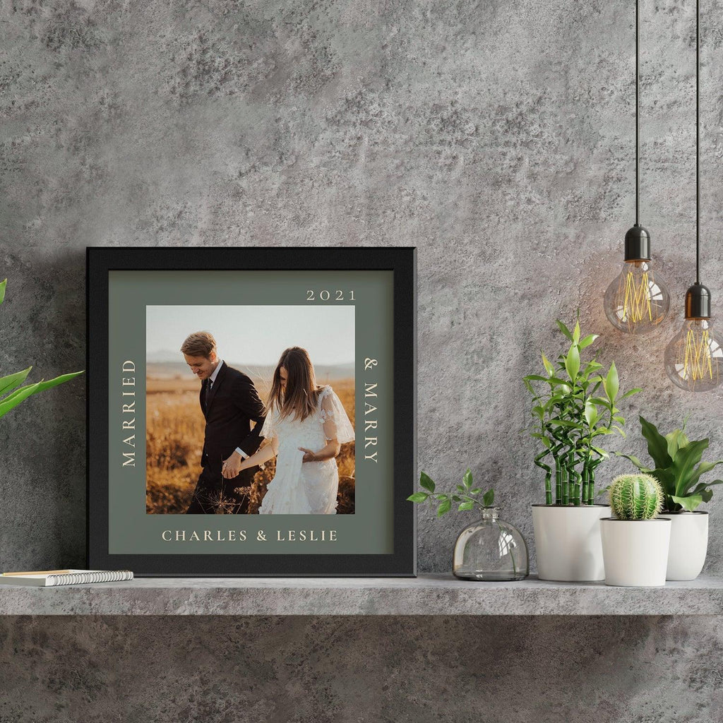 Minimal Modern Married & Merry Customised Photo Frame | Customised Gifts - Gift Lift