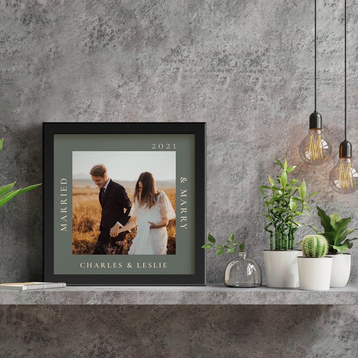 Minimal Modern Married & Merry Customised Photo Frame | Customised Gifts - Gift Lift