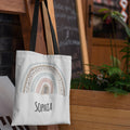 Modern Watercolor Rainbow Custom Name Tote Bag