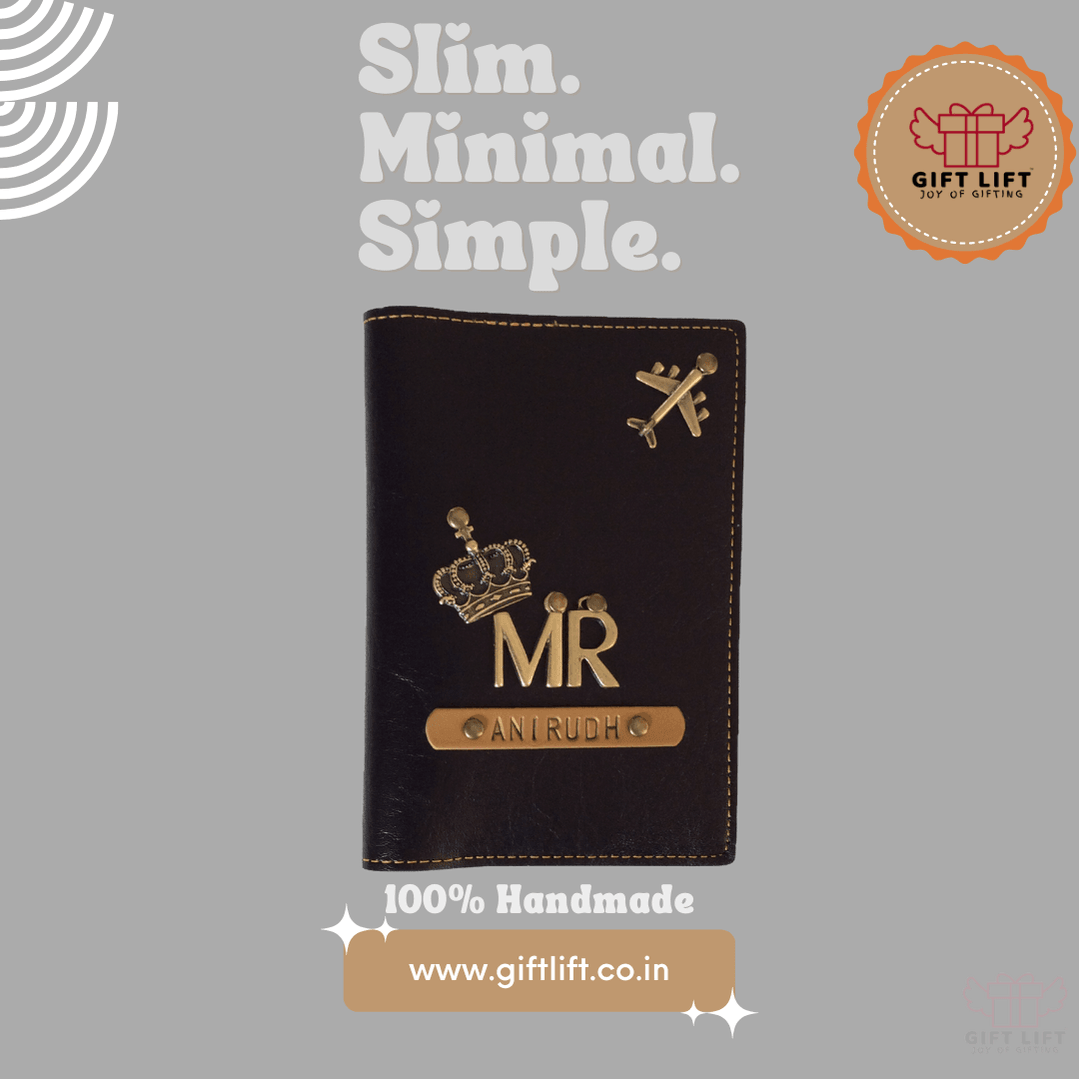 Mr - Personalized Black Leather Finish Passport Cover