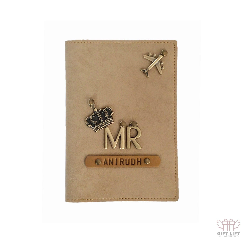 Mr - Personalized Cream Leather Finish Passport Cover