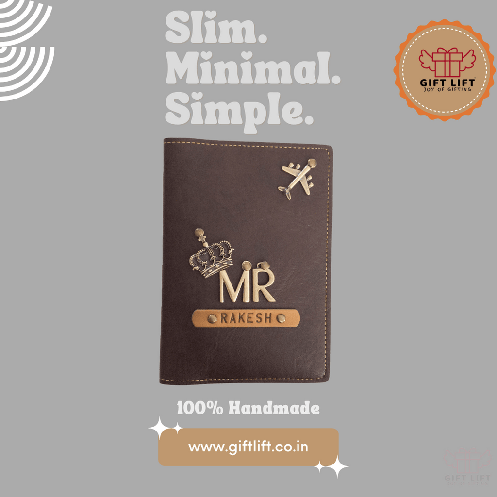 Mr - Personalized Dark Brown Leather Finish Passport Cover
