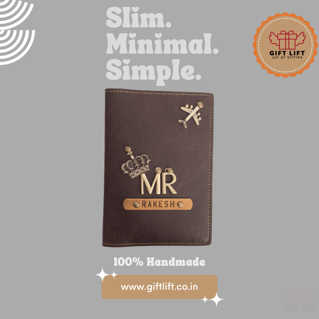 Mr - Personalized Dark Brown Leather Finish Passport Cover