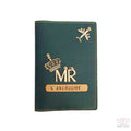 Mr - Personalized Forest Green Leather Finish Passport Cover