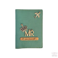 Mr - Personalized Green Leather Finish Passport Cover